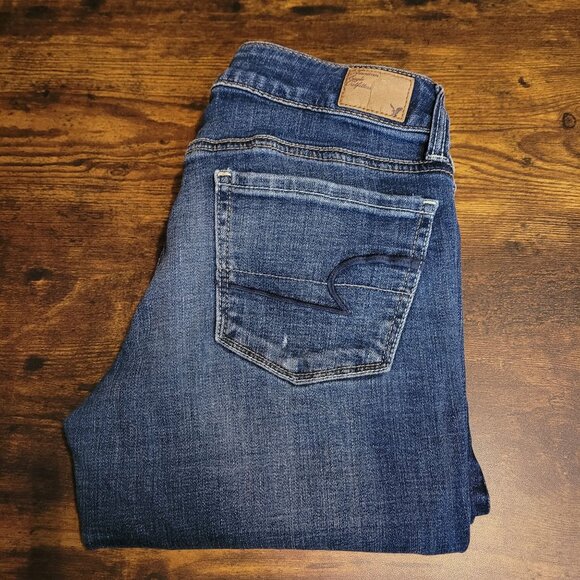 American Eagle Jeans 2 R Low Rise Skinny Medium Dark Wash Stretch Denim - Picture 3 of 11